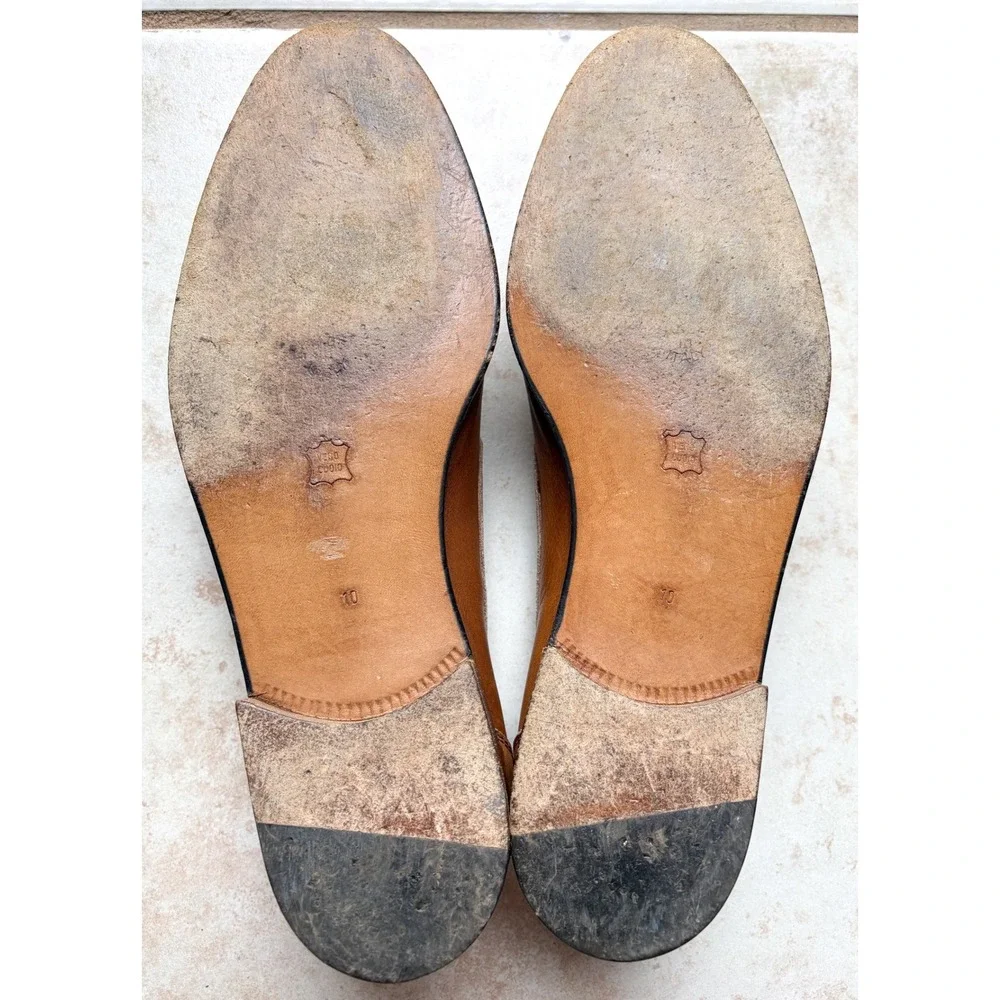 David & Joan Couture Mens Tan Leather Tassel Loafers Size 10.5 Dress Shoes
